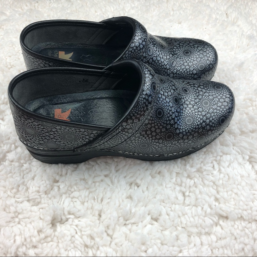 Dansko Black & Silver Design Clogs